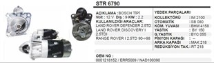 Marş Motoru 12v 9diş Land Rover Ranger Land Rover Defender 2.5 Td Range Rover I Dıscovery I Cw Mb Sp | Wınwın Str6790