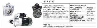 Marş Motoru 12v 9diş Land Rover Ranger Land Rover Defender 2.5 Td Range Rover I Dıscovery I Cw Mb Sp | Remark Str6790