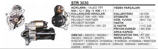 Marş Motoru 12v 9diş Pejo Partner D6r Peugeot 306 405 605 Partner Boxer Cıtroen Zx | Martek Str3030