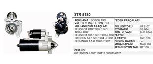 Marş Motoru 12V 9DİŞ Peugeot Pejo Partner 106 Citroen Berlingo 1.5 D | MARTEK STR5180