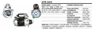 Marş Motoru 12v 9diş R12 Toros Trafık Str3005 Valeo432565 Remark-str3314-güçlendirilmiş 63208002 | Schenna Str3005