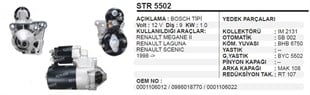 Marş Motoru 12v 9diş Renault Megan Iı Laguna Scenıc | Aes Str5502