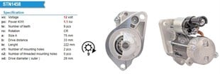 Marş Motoru 12v 9diş (revizyon) Honda Accord Cıvı Crv Frv 1.8 4280005000 Dsn1391 Dsn1390 | Orjrev 4280005000