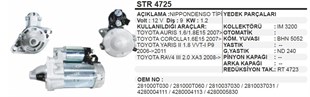 Marş Motoru 12v 9diş Toyota Corolla Aurıs Yarıs | Ith Str4725