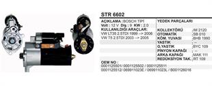 Marş Motoru 12V 9DİŞ Vw Volkswagen LT35 Transporter T5 STR6602 | MARTEK STR6602
