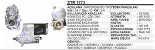 Marş Motoru 24v 10diş Cummins Komatsu Caterpillar Komatso Wa320 Pc200 Pc220 Cummins Excavatör Str7773 | Aes Str7773