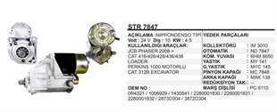 Marş Motoru 24v 10diş Jcb Perkins 1000 Cat 416 426 436 416426436 Loader Caterpillar Excavatör İş Makinası Str7847 Str18505n | Martek Str7847