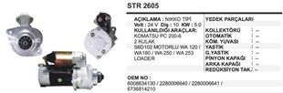 Marş Motoru 24v 10diş Komatsu Hyundai Pc200 Loader Pc200-6/wa 120/180/250 | Ith Str2605