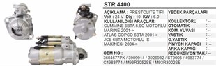 Marş Motoru 24v 10diş Prestolit Cummins Marine Atlas Copco Jcb 6bta Motorlu İş Makinesi | Aes Str4400