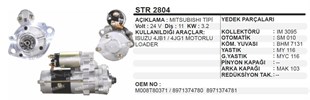 Marş Motoru 24v 11diş 3,2kw Isuzu 4jb1-4jg1 Motor Loader Kobelco Sk60 Sk70 Ekskavatör / Newholland E70 E80 Isuzu 4jb1 4jg1 | Bypart Umm3490