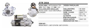 Marş Motoru 24v 11diş 3,2kw Isuzu 4jb1-4jg1 Motor Loader Kobelco Sk60 Sk70 Ekskavatör / Newholland E70 E80 Isuzu 4jb1 4jg1 | Bypart Umm3490