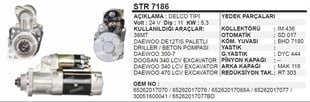 Marş Motoru 24v 11diş 38mt Paletli Daewo Excavatör Doosan Beton Pompası | Aes Str7186