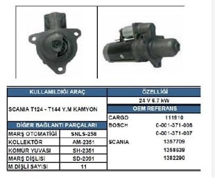 Marş Motoru 24v 11diş Scanıa Les0209 Unıpstr2352 | Lucas Les0209