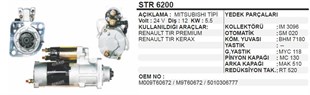 Marş Motoru 24v 12diş Mıtsubıshı Tip Reno Tır | Aes Str6200