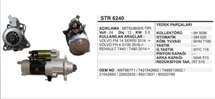 Marş Motoru 24v 12diş Volvo Fm 14 Serisi 2014- Fh4 D130 2016- Renault T440 T480 2014- | Remark Str6240