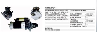 Marş Motoru 24v 15diş Caterpiller 950b Jeneratör D7g Buldozer Marine Dizel Arkadan Şaseli Cıvatalı Leoder | Ith Str2724