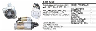 Marş Motoru 24v 9diş Katana Loader Jenaratör Forklift | Aes Str1208