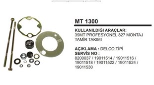 Marş Motoru Tamir Takımı Bmc Profesyonel 827 39mt 827 Montaj 14 Parça | Remark Mt1300