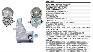 Marş Otomatigi 12v Jcb Mf Yale Forklift Hılux Jcb Massey Ferguson | Remark Nd7848