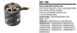 Marş Yastığı 12V Gövdeli Caterpiller Fiat Allıs Cat D11R-14M-972H-3114-3116 | MARTEK ND196