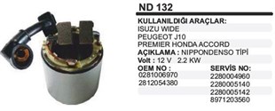 Marş Yastığı 12v Isuzu Premier Honda J10 Premier Mazda 2 Kw, Ford Ranger Pıck Up, Land Rover Defender, Mazda B2500 Isuzu Nkr P | Aes Nd132