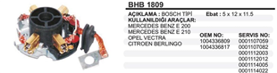Kömür Yuvası Opel Vectra Kango 1.9 Lada Opel Vectra Laguna BHB1809- BOSCHU-2004336220 F000AL2034 | MARTEK BHB1809