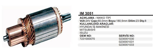 Marş Kollektörü 24V Hyundai İş Makinesi Mitsubishi Isuzu -60*180.5*8-IM3051 | MARTEK IM3051