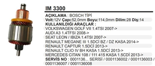 Marş Kollektörü 12V Volkswagen Audi Seat Renault Megane III Clio BOY:114 Mm 14 Dıs | MARTEK IM3300