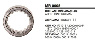 Marş Rulmanı Alfkb F91916 2000910005 | MARTEK MR005