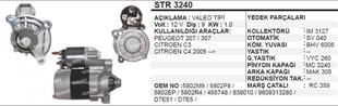 Marş Motoru 12V 9DİŞ Pejo 207 307 C3 C4 Saxo | MARTEK STR3240