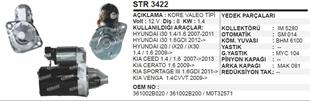 Marş Motoru 12V 8DİŞ Hyundai İ20 İ30 Kia Ceed | MARTEK STR3422