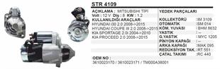 Marş Motoru 12V 8DİŞ Hyundai İ30 Coupe III Kia Sportega Proceed Hyundai Elentra | MARTEK STR4109