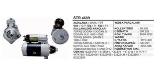 Marş Motoru 12V 11DİŞ Tofaş 1600 Doğan Kartal Şahin Lada Samara Niva 63291401 STR6042 STR1401 STR4689 Mako 63291401 | MARTEK STR4689