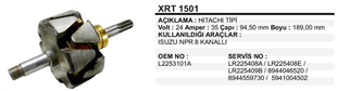 Rotor 24V 35AH Isuzu Npr 8 Kanal Kalın Freze XRT1501 | MARTEK XRT1501