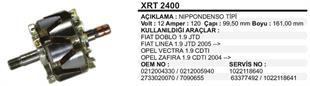 Rotor 12V 120AH Opel Vectra Zafira Fiat Linea Doblo Punto XRT2400 | MARTEK XRT2400
