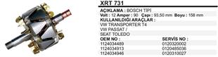 Rotor 12V 90AH Vw Transporter Passat Seat Toledo Caddy Bmw 320 520 İ 93.5*160. XRT731 | MARTEK XRT731