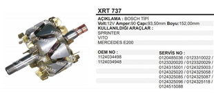 Rotor 12V 90AH Mercedes Sprinter Vito E200 93.5*153 Renault Kango Symbol 1.2 Vw Bora -XRT737 | MARTEK XRT737