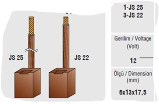 Marş Kömürü 12V JSX25/22 6X13X17.5 | MEGA JSX25/22