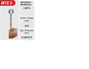 Motorsiklet Kömürü 12v Motorsiket 6.4x8x12 | Mega Mtx5