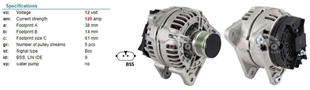 Alternatör 12v 120ah (revizyon) Renault Kango Clio Megan 1.5 | Orjrev 0124425093