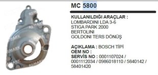 Pinyon Kapağı Bosch Tip Lombardini Pancar Motor Ters Dönüş Bertolina Goldoni | Ith Pkmc5800