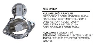Pinyon Kapağı Doblo Albea Opel Valeo Tıp Doblo Albea Opel Corsa Combo 1.3 Jtd Güçlendırılmıs Mc3162 | Ith Mc3310