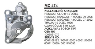 Pinyon Kapağı Renault Clio Iı 1.9 Dizel Kango Megan Thalia 1.9 Dizel Uzun Gövde | Martek Mc474
