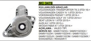 Pinyon Kapağı Valeo Tip Esw20e Vw Passat Caddy 4 Golf 7 Transporter T6 Seat Leon Audı A3 Skoda Fabıa 3 | Remark Mc3478
