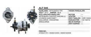 Alternatör 24V 80AH Mitsubishi Canter Hyundai Galloper Frıgofrik ALT045 3730041701 0K80019300 0K80018300E | REMARK ALT045