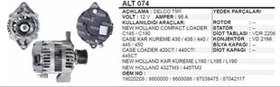 Alternatör 12V 95AH Cummins Vibromax Volvo Penta Amerikan Marik New Holland LS185.B Lastikli Mini Yükleyici Volvo Penta | REMARK ALT074