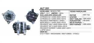 Alternatör 12V 180AH Citroen C5 III 2008-2009 2.7 Hdi C6 C5 2008/2009 HDI Citroen C5 - C6 2.7 HDI / Peugeot 407 - 607 2.7 HDI | REMARK ALT201