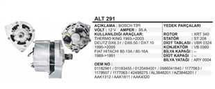 Alternatör 12V 95AH Johndeere Deutz Thermoking Iveco Mk İveco New Holland Jcb | REMARK ALT291