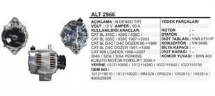 Alternatör 12V 90AH Hidromek Case Kepçe Caterpil Beko Denstip Caterpıllar - Beko L-ıg-p Denso Tip Caterpillar-beko Loader Perk | REMARK ALT2966