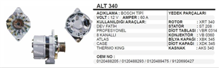 Alternatör 12V 60AH Bosch Tip Bmc Dev Fatih Atlas Case Bmc Profesyonel ALT340 ( Yüksek Amper- Cargo 115608 120AMPER ) | REMARK ALT340